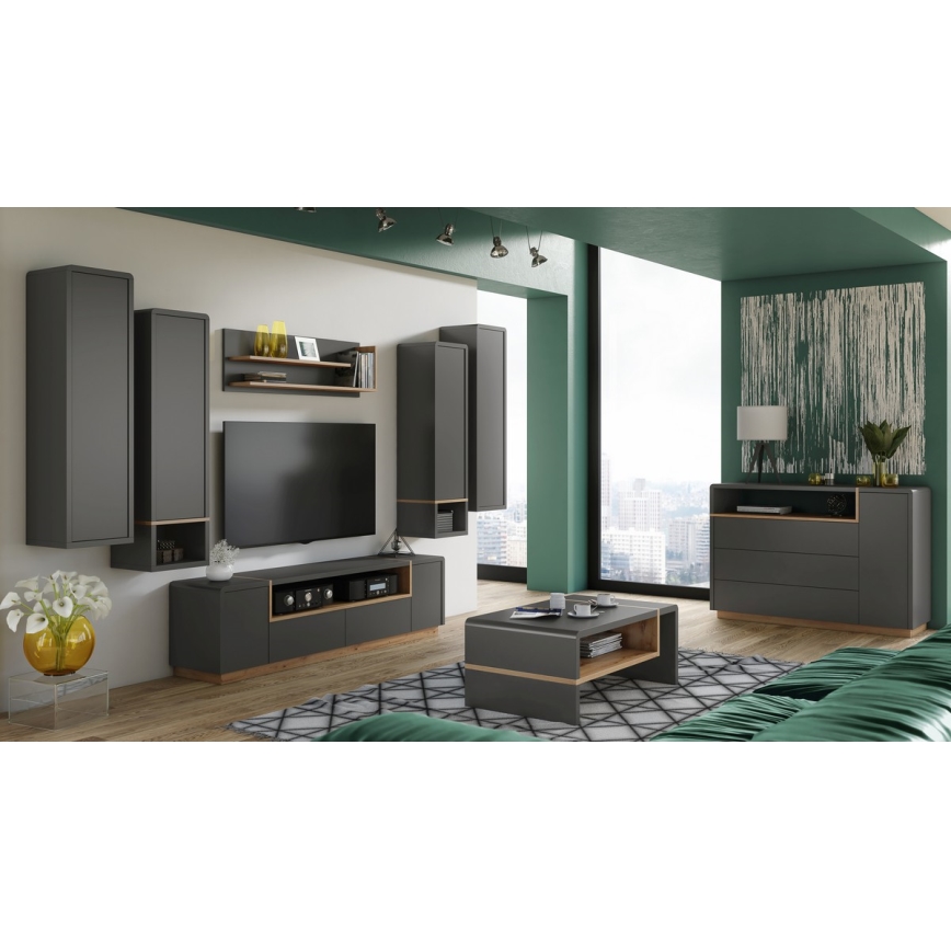 Omara z odprto polico FRED antracit/dub artisan