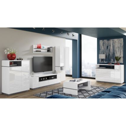 Omara z odprto polico FRED bela/siva