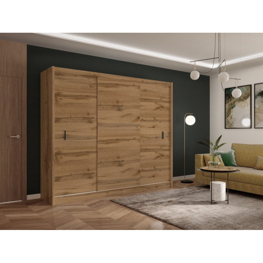 Omara z drsnimi vrati SAPHIRA 250x215 cm, wotan hrast