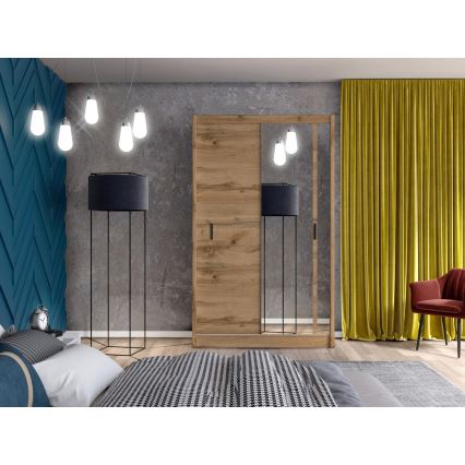 Omara za oblačila s ogledalom SABRINA 150x215 cm, hrast wotan