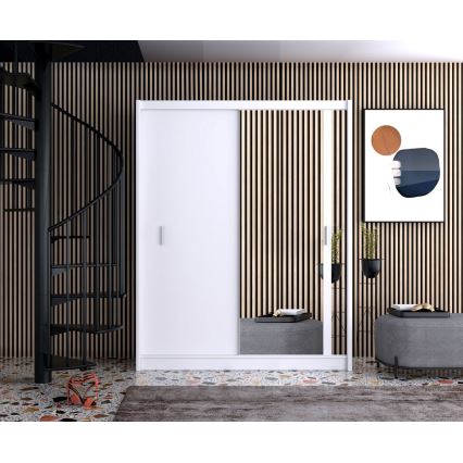 Omara za oblačila s ogledalom SABRINA 180x215 cm bela