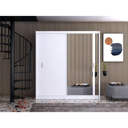 Omara za oblačila z ogledalom SABRINA 203x215 cm bela
