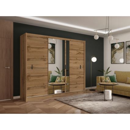 Omara za oblačila z ogledalom SABRINA 250x215 cm, hrast wotan