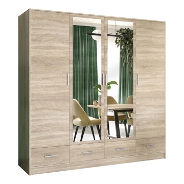 Omara s ogledalom SANNA 200x215 cm, hrast sonoma