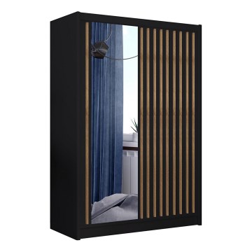 Omara s ogledalom SANTINO 150x215 cm crna/razgovet