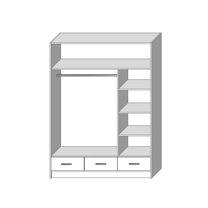 Omara za oblačila s ogledalom SANNA 150x215 cm, hrast sonoma