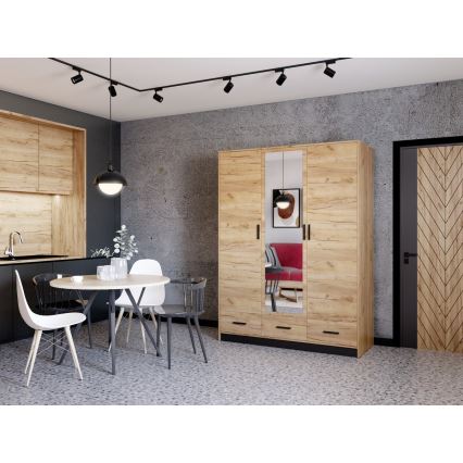 Omara za oblačila s ogledalom SANNA 150x215 cm hrast craft