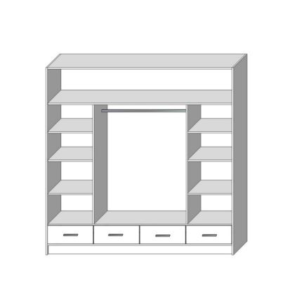 Omara za oblačila s ogledalom SANNA 200x215 cm bela