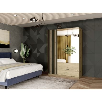 Omara z ogledalom VISTA 150x215 cm hrast artisan/grafit