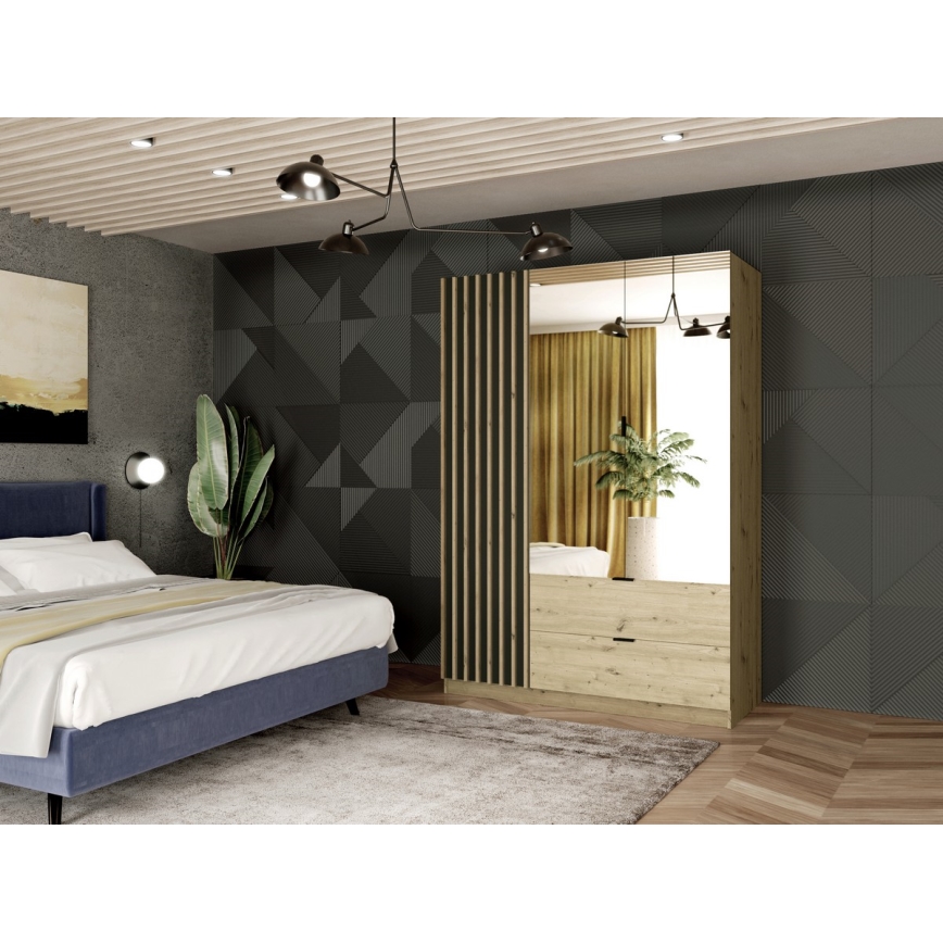 Omara z ogledalom VISTA 150x215 cm hrast artisan/grafit