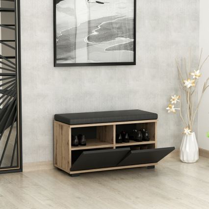 Omara za čevlje DRAGO 42x80 cm črna/oreh