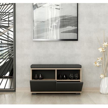 Omara za čevlje DRAGO 42x80 cm črna/oreh