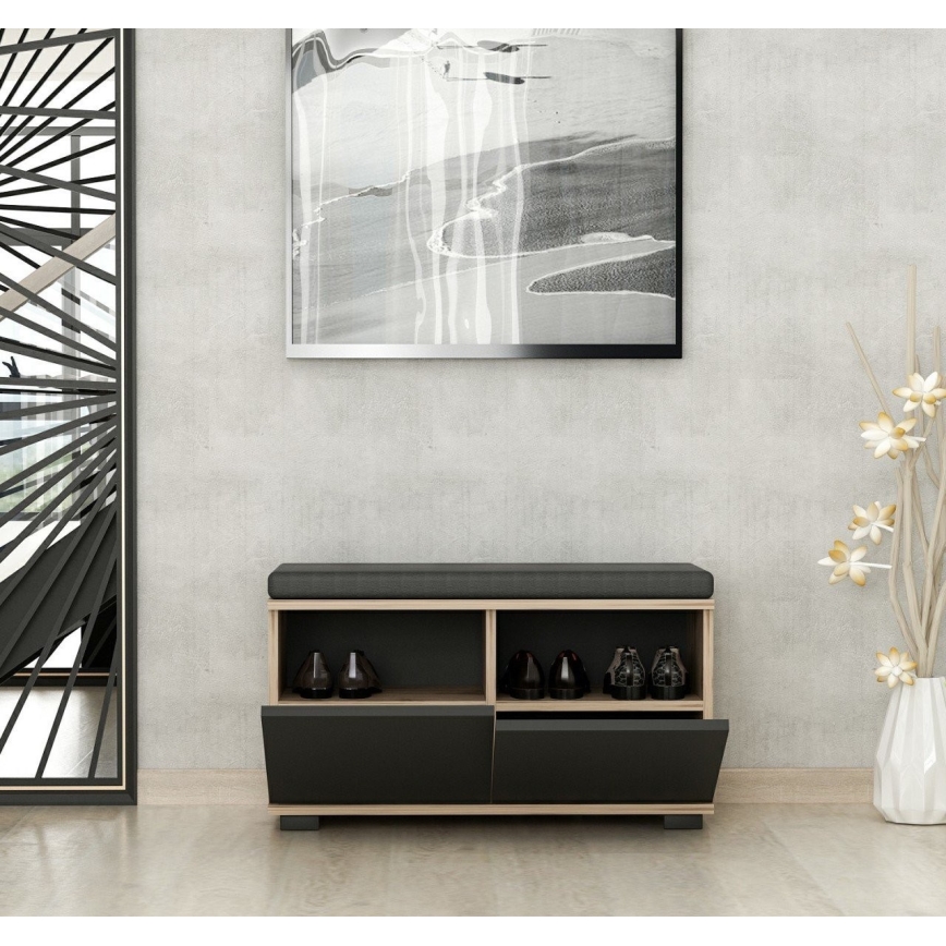 Omara za čevlje DRAGO 42x80 cm črna/oreh