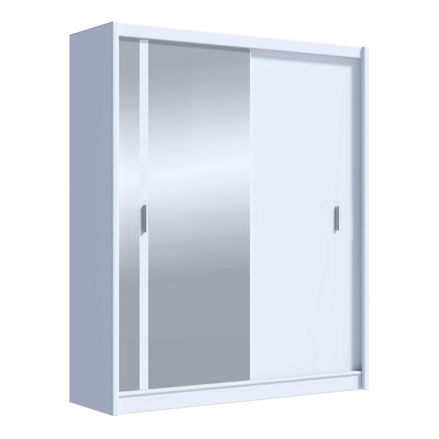 Omara za oblačila s ogledalom SABRINA 180x215 cm bela