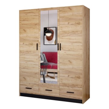 Omara za oblačila s ogledalom SANNA 150x215 cm hrast craft