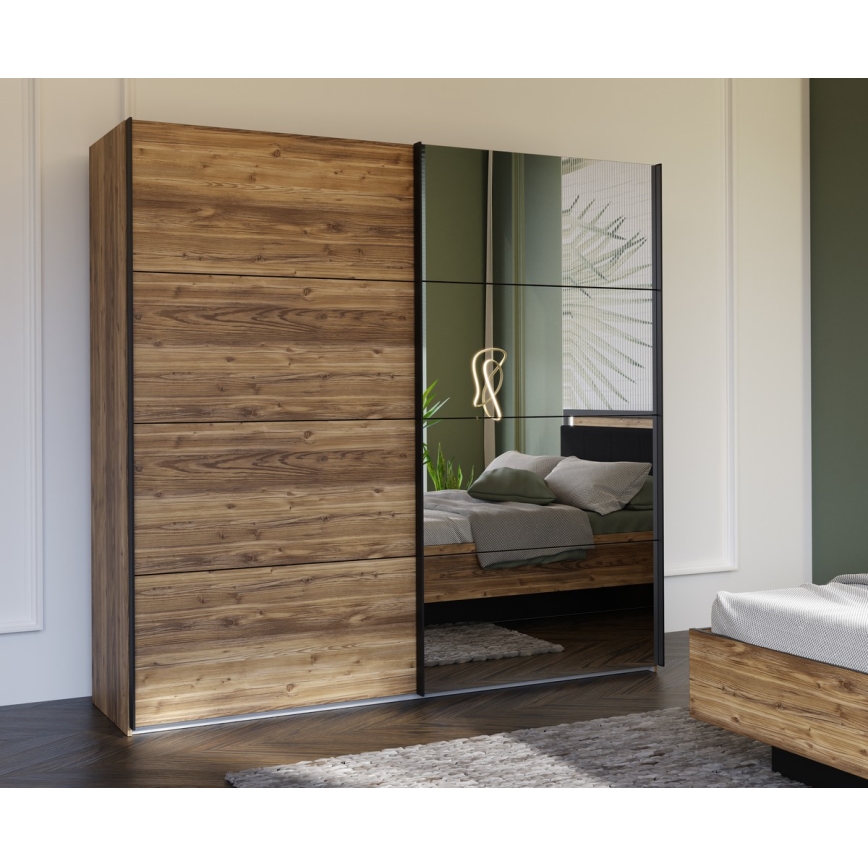 Omara za oblačila z ogledalom OREN 220x210 cm, artisan hrast