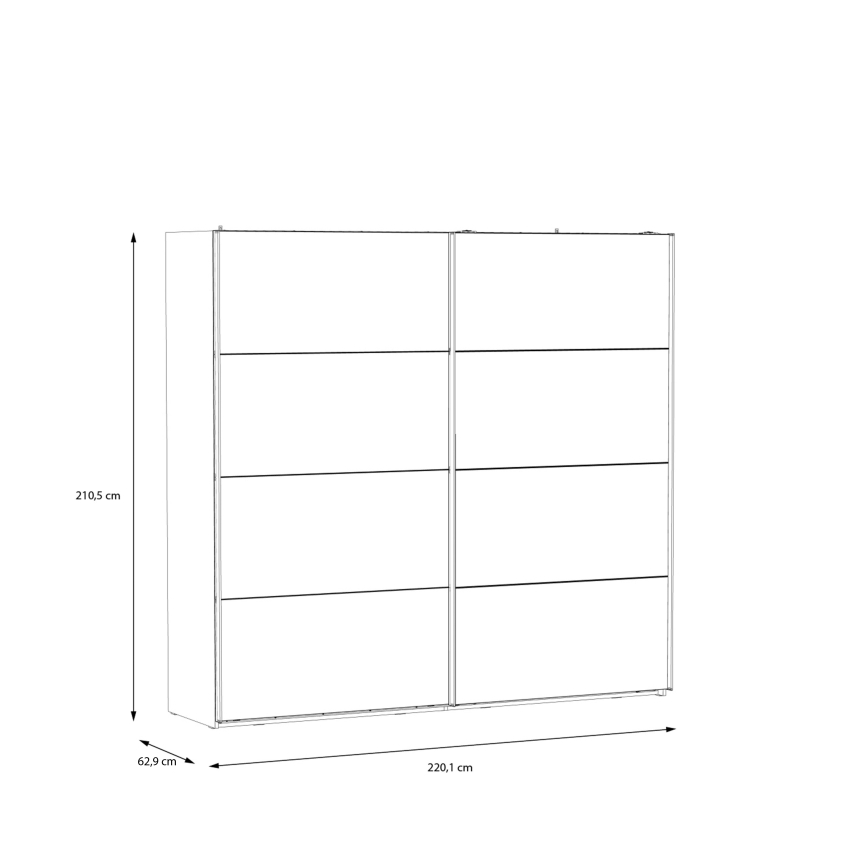 Omara za oblačila z ogledalom OREN 220x210 cm, artisan hrast