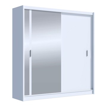 Omara za oblačila z ogledalom SABRINA 203x215 cm bela