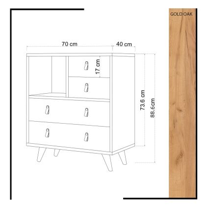 Omarica FALLOW 89x70 cm bela/rjava
