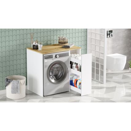 Omarica za pralni stroj s prostorom za shranjevanje 88,3x93,5 cm bela/oreh