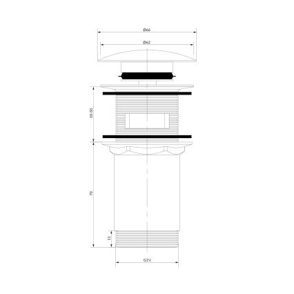 OMNIRES A706AT - Odpadni umivalnik CLICK-CLACK pr. 6,6 cm brušena antracit