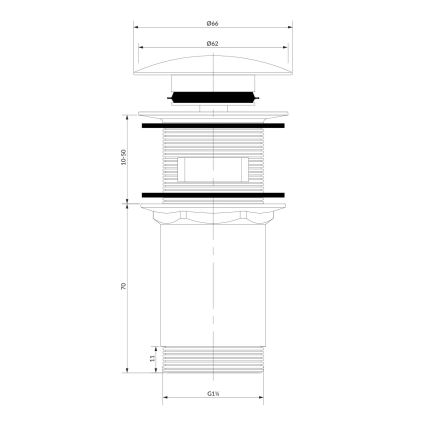 OMNIRES A706CPB - Odpadni umivalnik CLICK-CLACK pr. 6,6 cm brušena baker
