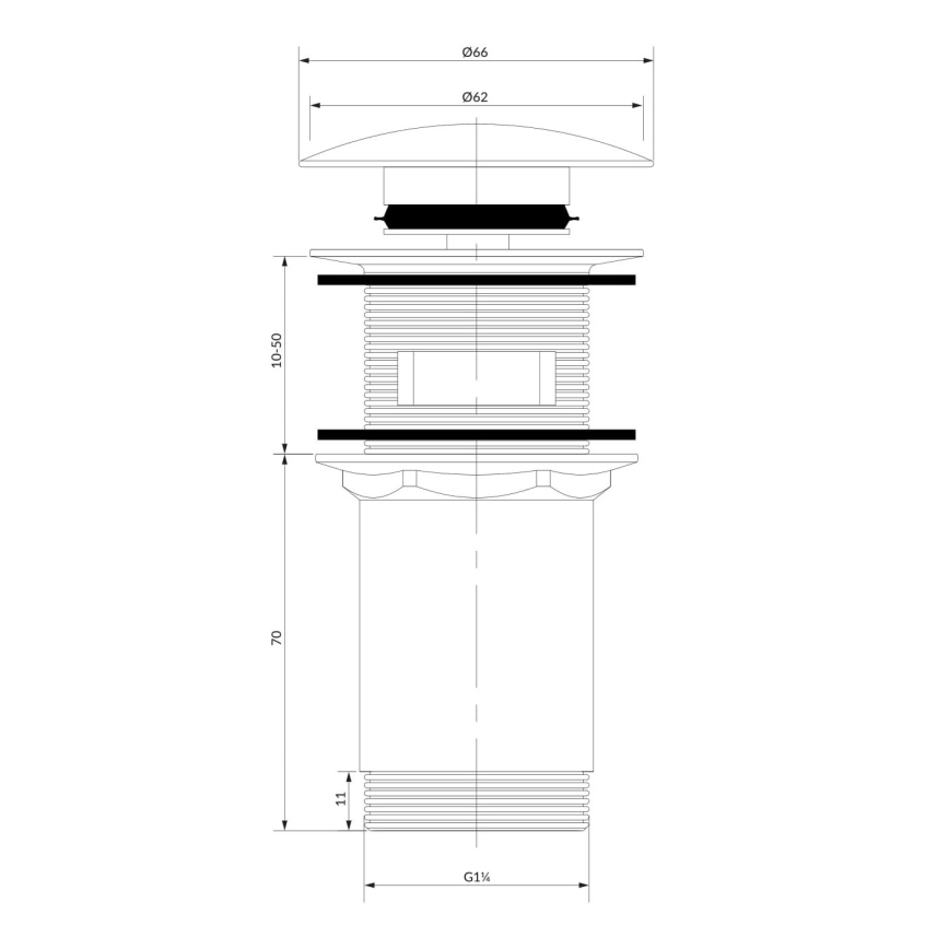 OMNIRES A706CPB - Odpadni umivalnik CLICK-CLACK pr. 6,6 cm brušena baker