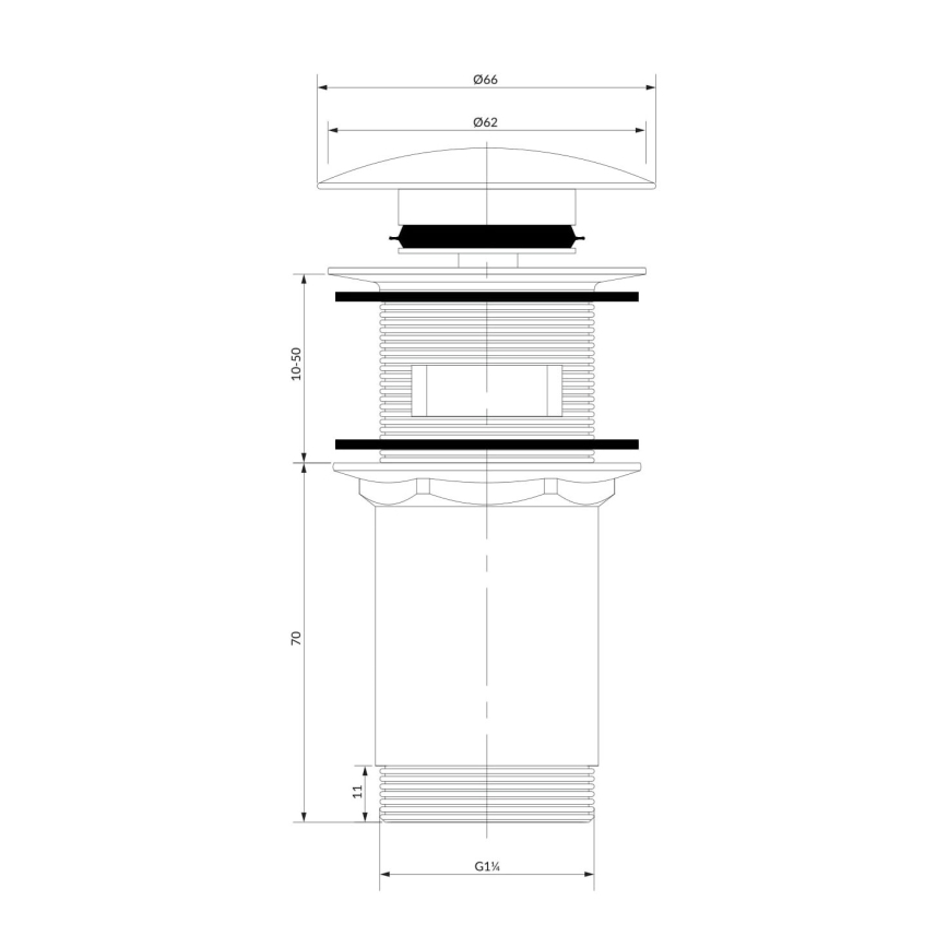 OMNIRES A706GR - Odpadni umivalnik CLICK-CLACK pr. 6,6 cm brušena grafit
