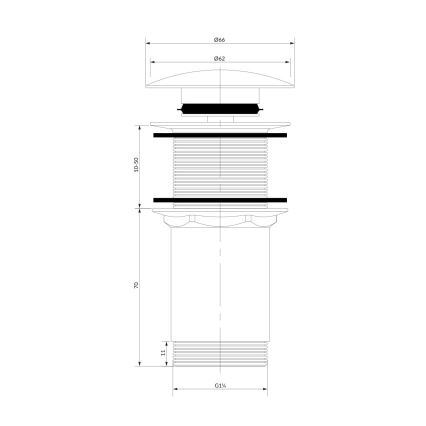 OMNIRES A716BL - Odpadni umivalnik CLICK-CLACK pr. 6,6 cm pol mat črna