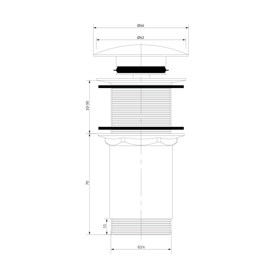 OMNIRES A716BL - Odpadni umivalnik CLICK-CLACK pr. 6,6 cm pol mat črna