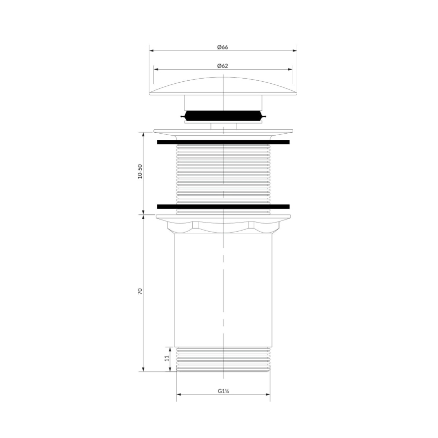 OMNIRES A716BP - Odpadni umivalnik CLICK-CLACK pr. 6,6 cm sijoča ​​bela