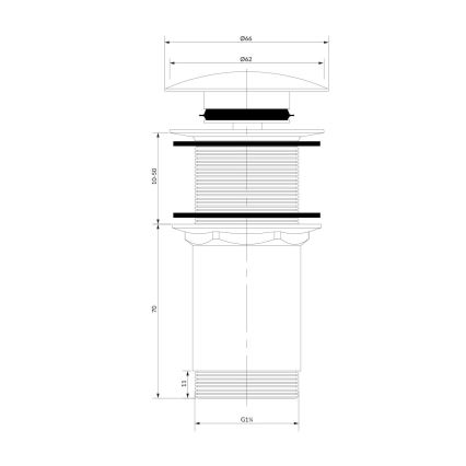 OMNIRES A716CP - Odpadni umivalnik CLICK-CLACK pr. 6,6 cm sijajni baker
