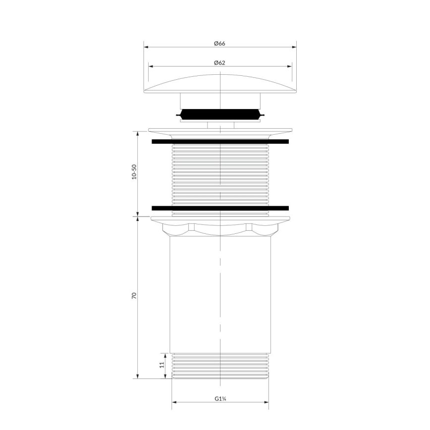 OMNIRES A716GR - Odpadni umivalnik CLICK-CLACK pr. 6,6 cm brušena grafit