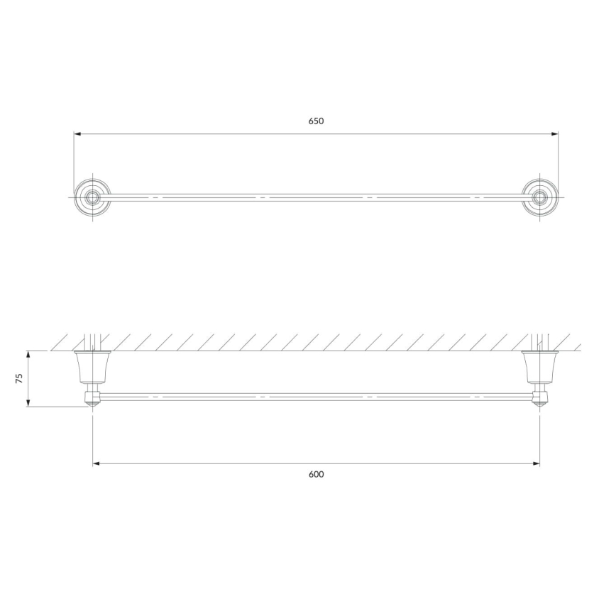 OMNIRES AL53216CR - Stensko držalo za brisače ART LINE 65 cm sijajni krom