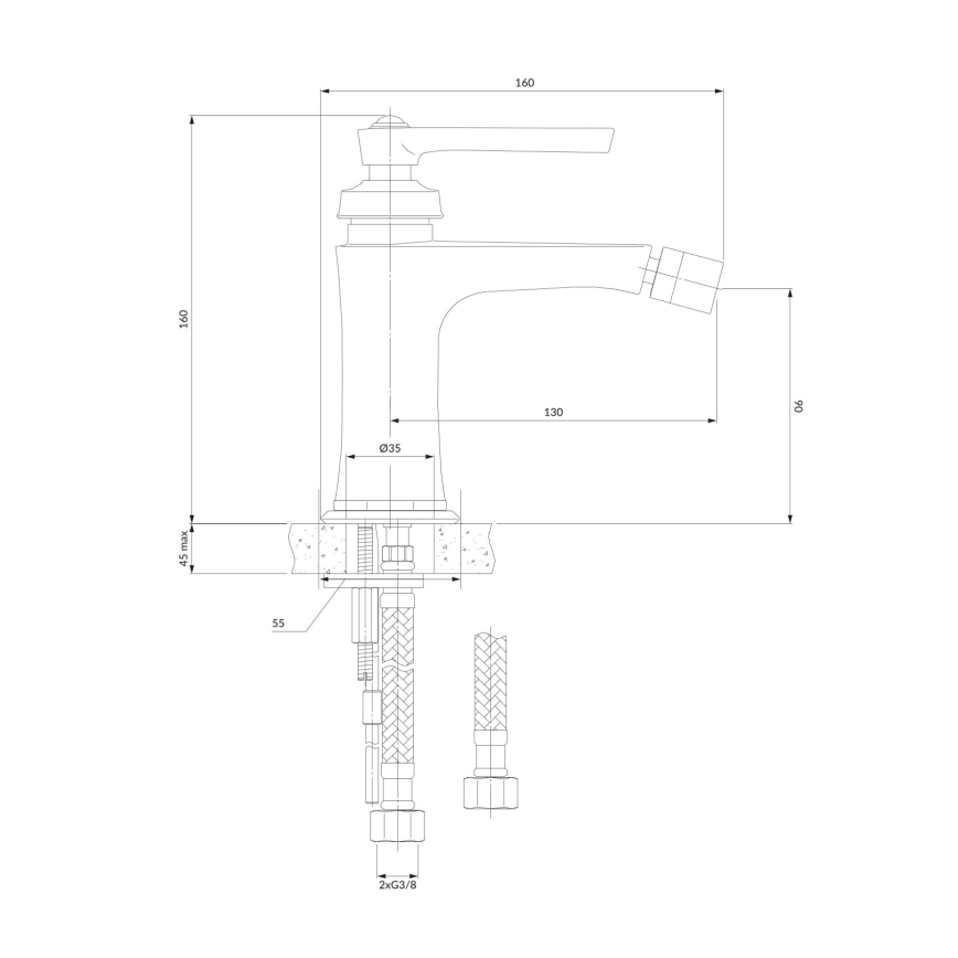 OMNIRES AM5220CR - Pipa za bide ARMANCE 16 cm sijajni krom
