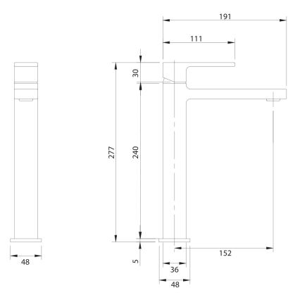 OMNIRES BA7812BL - Umivalni mešalnik BARETTI 27,7 cm, mat črna