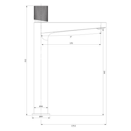 OMNIRES CT8012CPB - Pipa za umivalnik CONTOUR 31,2 cm, brušen baker