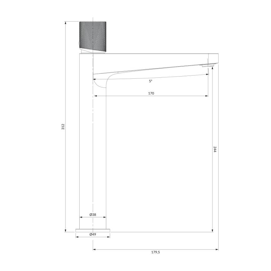 OMNIRES CT8012GLB - Pipa za umivalnik CONTOUR 31,2 cm brušena zlata