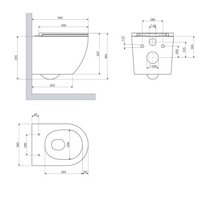 OMNIRES OTTAWASPXMWBM - Viseča WC školjka OTTAWA z WC desko SoftClose, keramična, mat bela