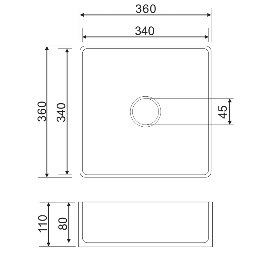 OMNIRES PASADENA360BP - Umivalnik za pult PASADENA 36x36 cm keramika/sijajna bela