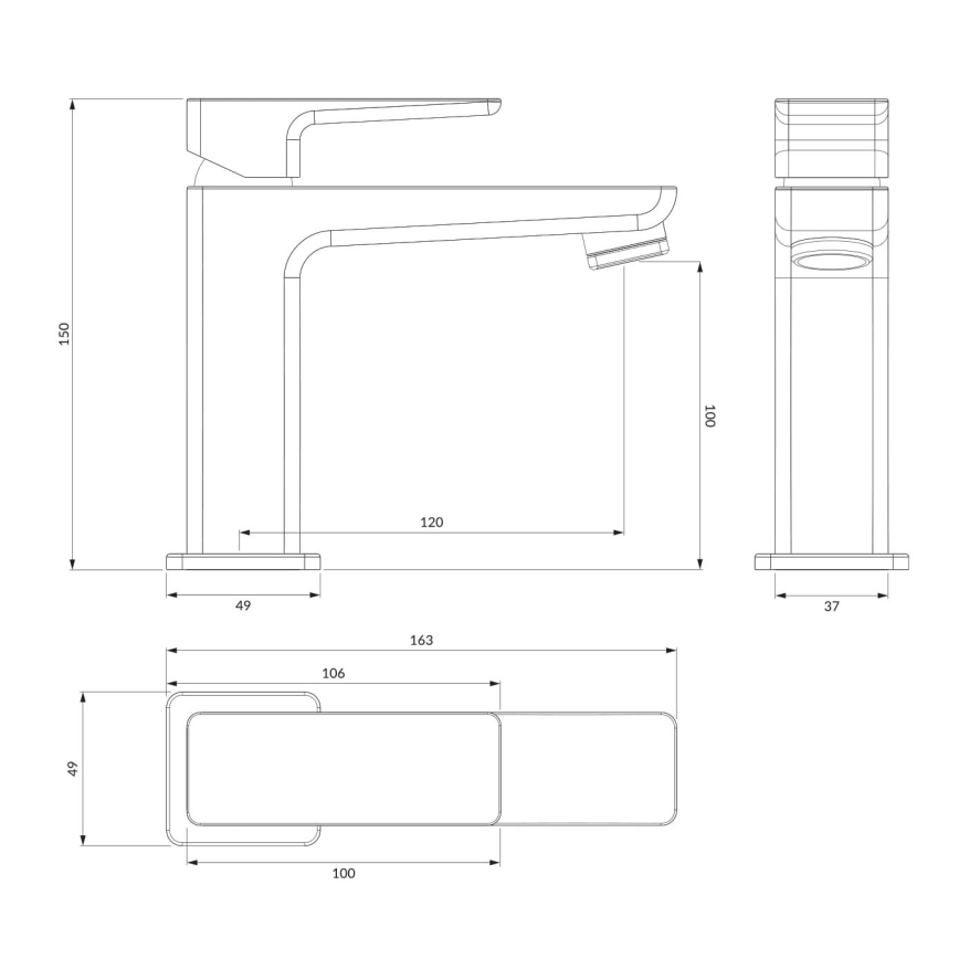 OMNIRES PM7410BL - Pipa za umivalnik PARMA 15 cm mat črna