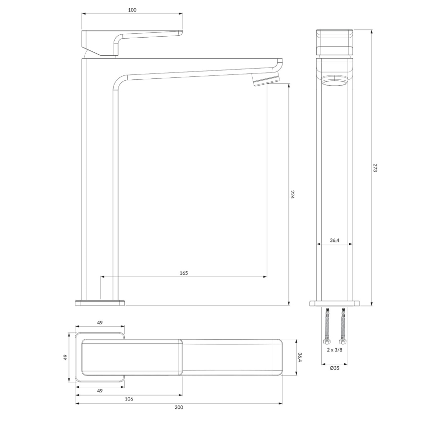 OMNIRES PM7412CRB - Pipa za umivalnik PARMA 27,3 cm sijajni krom/bela