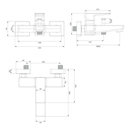 OMNIRES PM7430BL - Kopalna pipa PARMA mat črna