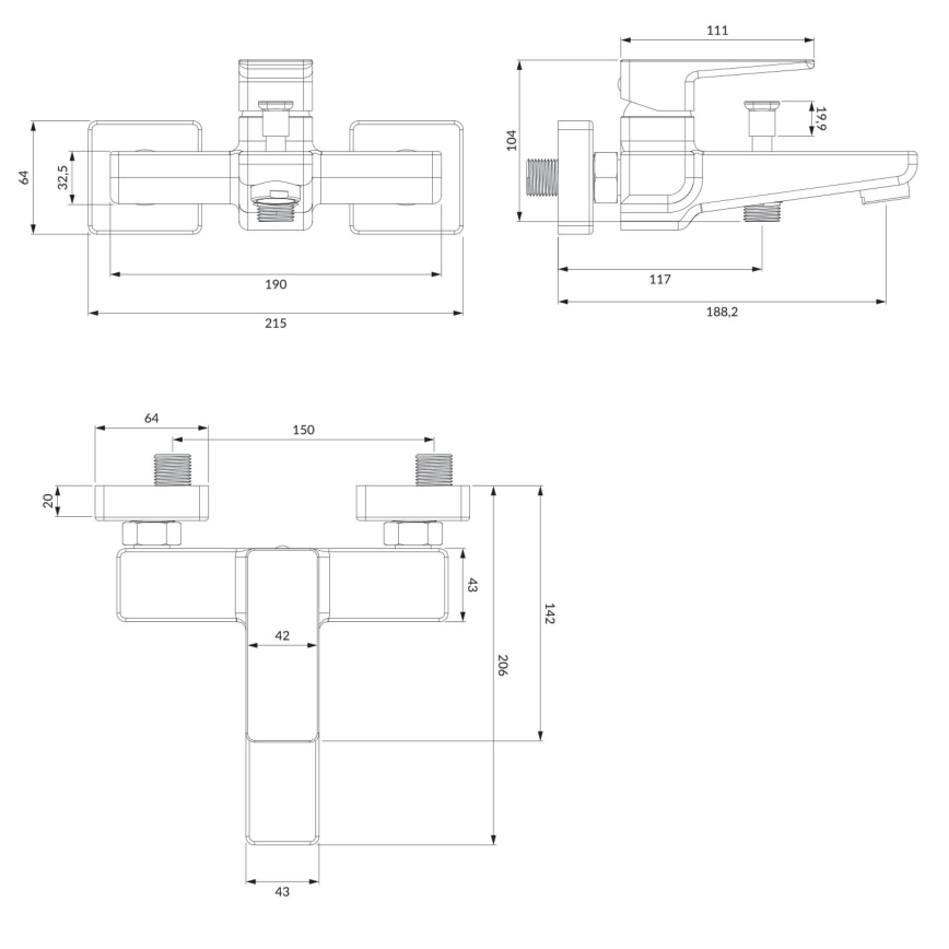 OMNIRES PM7430CR - Kopalna pipa PARMA sijajni krom