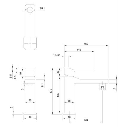 OMNIRES SL7710CR - Pipa za umivalnik SLIDE 17 cm sijajni krom