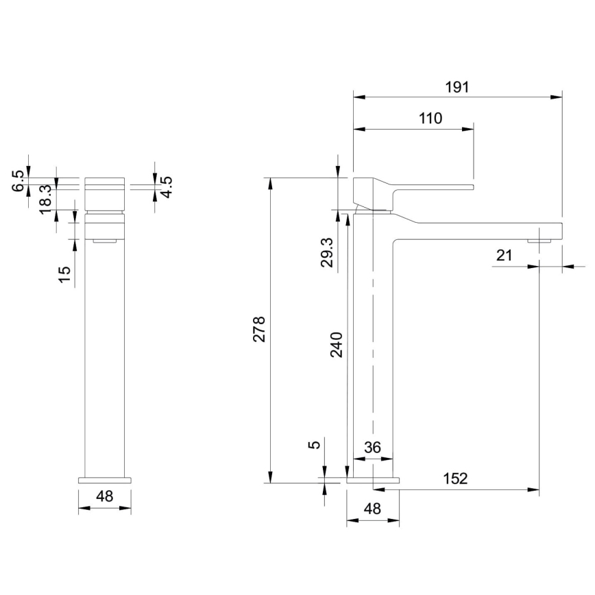 OMNIRES SL7712CR - Pipa za umivalnik SLIDE 27,8 cm sijajni krom