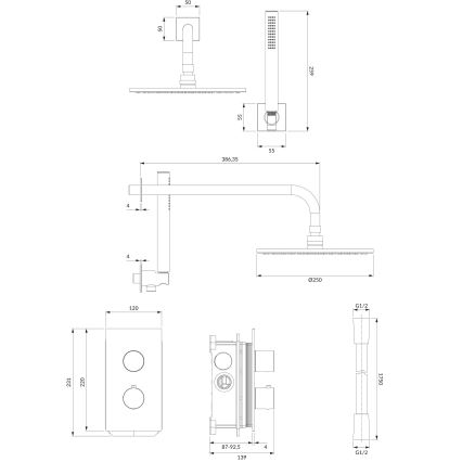 OMNIRES SYSCT11CR - Tuš set s termostatsko podometno pipo CONTOUR sijajni krom