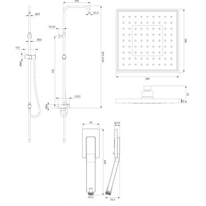 OMNIRES SYSJIMJIMBL - Tuš set JIMJIM mat črna