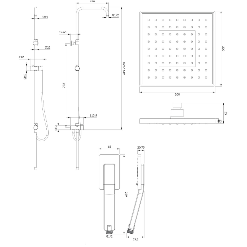 OMNIRES SYSJIMJIMBL - Tuš set JIMJIM mat črna