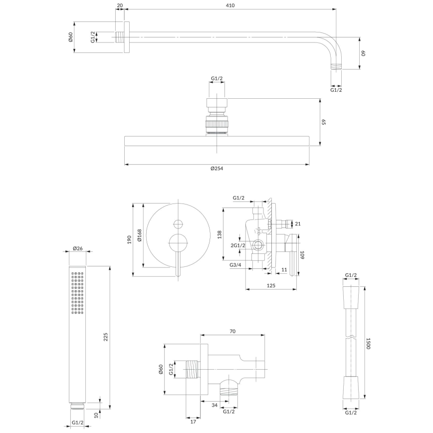 OMNIRES SYSY22XCR - Tuš set s podometno pipo Y sijajni krom